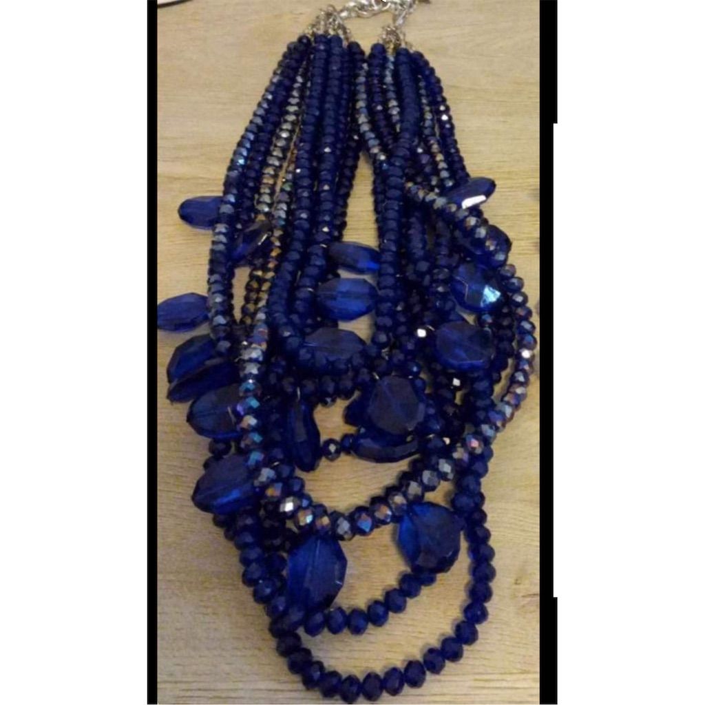 Sassy Jones Blue Malia Multi Strand Necklace Euc 65$
